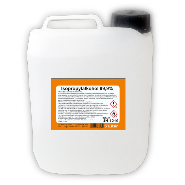 Isopropanol 99,9%, Isopropylalkohol Propan-2-ol Klar 1 x 5 Liter Kanister