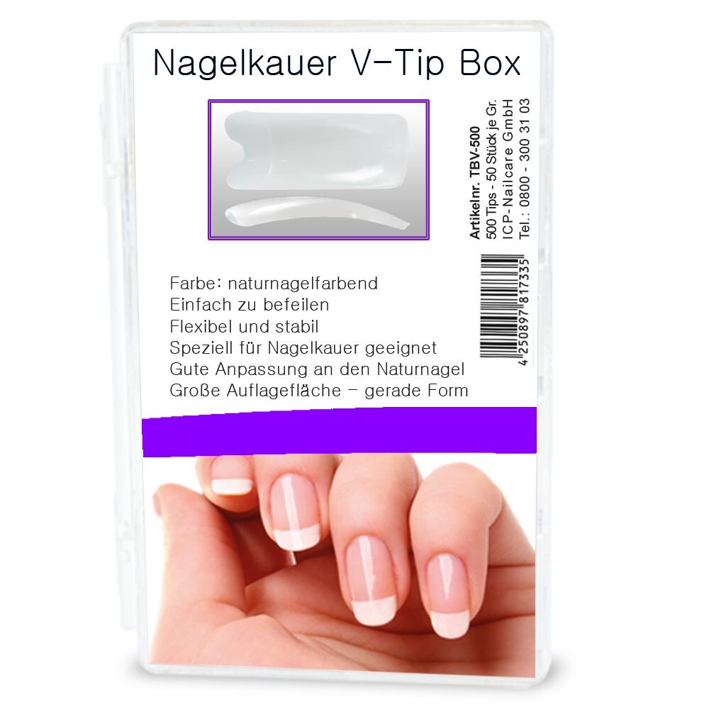 Nageltip-Box - 500er - Typ: V-Tip - Nagelkauer Tips